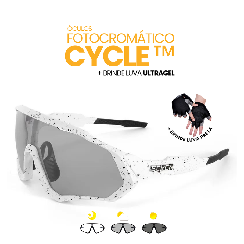Óculos Fotocromático Cycle Tyer + BRINDE LUVA ULTRAGEL