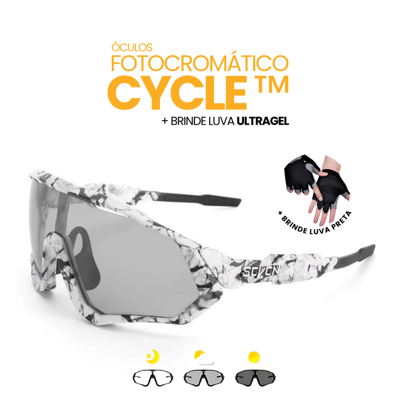 Óculos Fotocromático Cycle Tyer + BRINDE LUVA ULTRAGEL