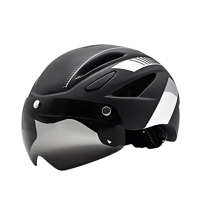 capacete de bicicleta com óculos