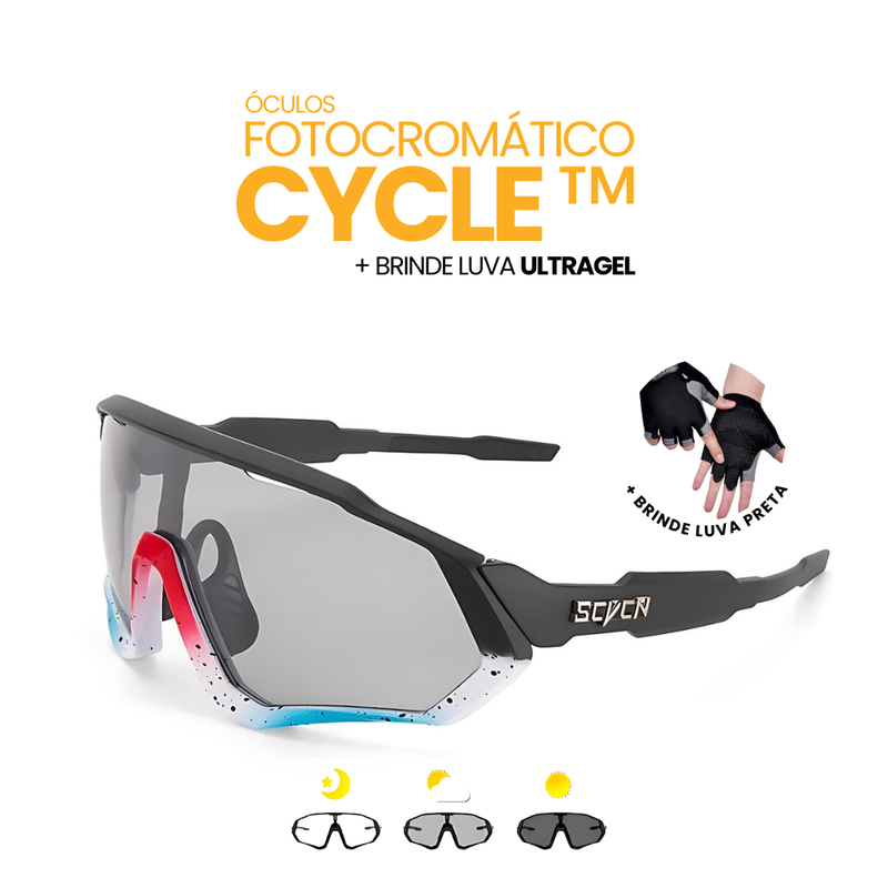 Óculos Fotocromático Cycle Tyer + BRINDE LUVA ULTRAGEL