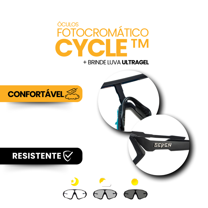 Óculos Fotocromático Cycle Tyer + BRINDE LUVA ULTRAGEL