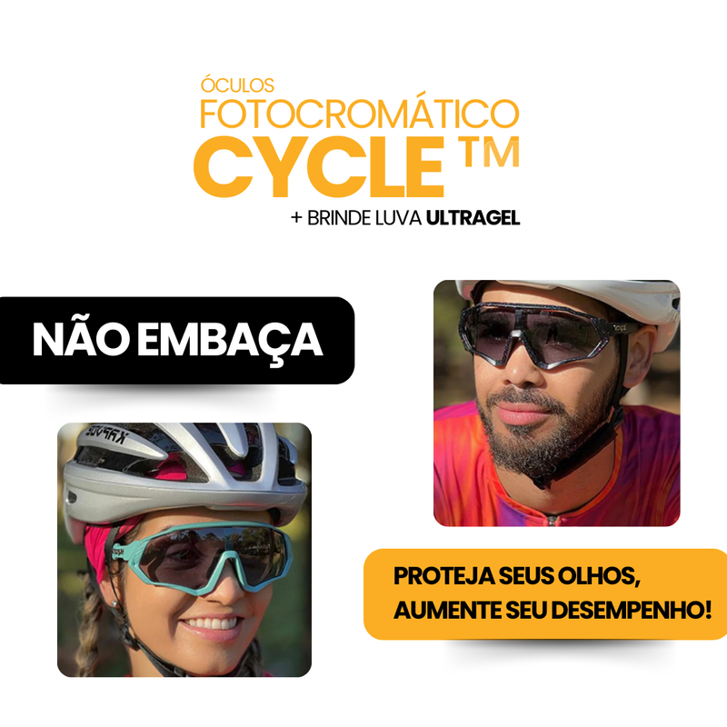 Óculos Fotocromático Cycle Tyer + BRINDE LUVA ULTRAGEL