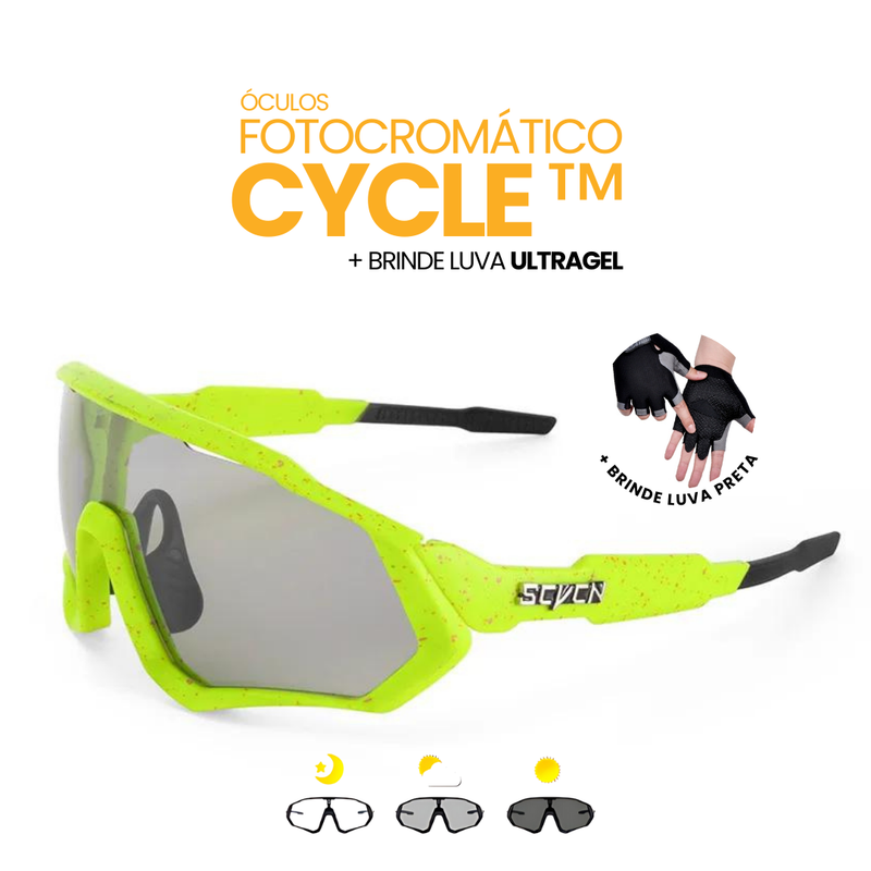 Óculos Fotocromático Cycle Tyer + BRINDE LUVA ULTRAGEL